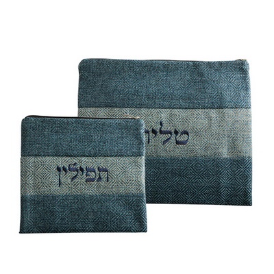 סט טלית בד פשתן עם ריקמה 30*37 ס"מ