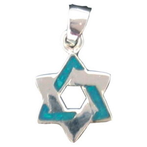 תליון כסף טהור מגן דוד אבן אופל 1.5 ס"מ NP39