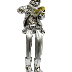 חסידים יושבים פולי מוכסף עם רגלי בד כסף מנגן בכינו