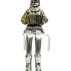 חסידים יושבים פולי מוכסף עם רגלי בד כסף מנגן באקור