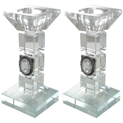 (15) זוג פמוטי קריסטל "משובץ" 15 ס"מ