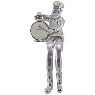 חסיד מוכסף עם רגלי בד ואמייל תופים 8 ס"מ