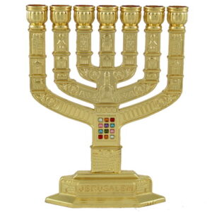 מנורה ציפוי זהב "ירושלים" 12 ס"מ