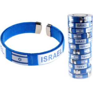 צמיד כחול- ישראל אנגלית עם דגל, אריזה של 12   2555