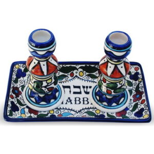 זוג פמוטים+מגש לשבת ארמני 20*11 ס"מ 1322