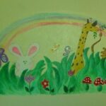 ציור קיר אקריליק חיות בקשת צבעים