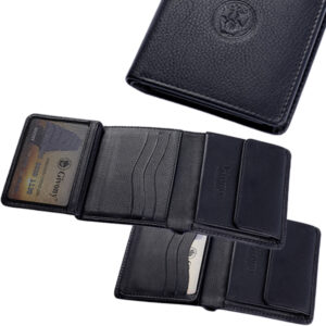 ארנק גבעוני גבר עור נפה שחור (כסף קטן+קלפה)  GV-4343