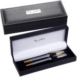 קופסאת X-Pen מהודרת שחורה לעט דמוי עור עם לוחית XP-1008 X-pen  