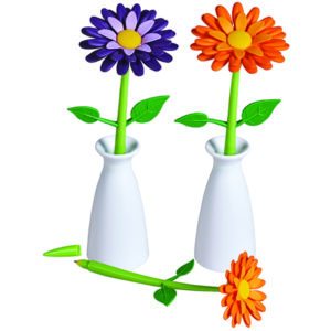 עט בצורת פרח באגרטל לבן ZA-2936