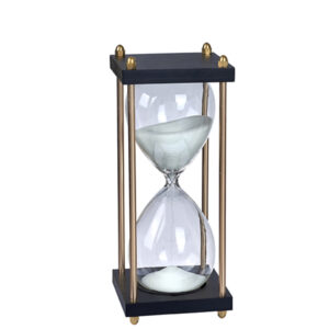 שעון חול זכוכית עם בסיס וגג מעץ שחור ZA-4277