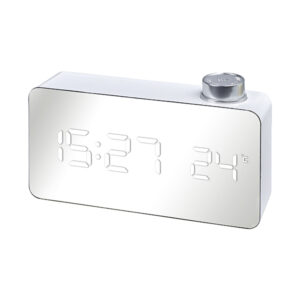 שעון דיגיטלי שולחני לבן עם ספרות לד לבנות (הזנה USB) מסך 15.5X7.5 סמ ZA-4280