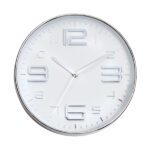 טורונטו שעון קיר לבן 30cm עם מסגרת וספרות ניקל בולטות ZA-4342 